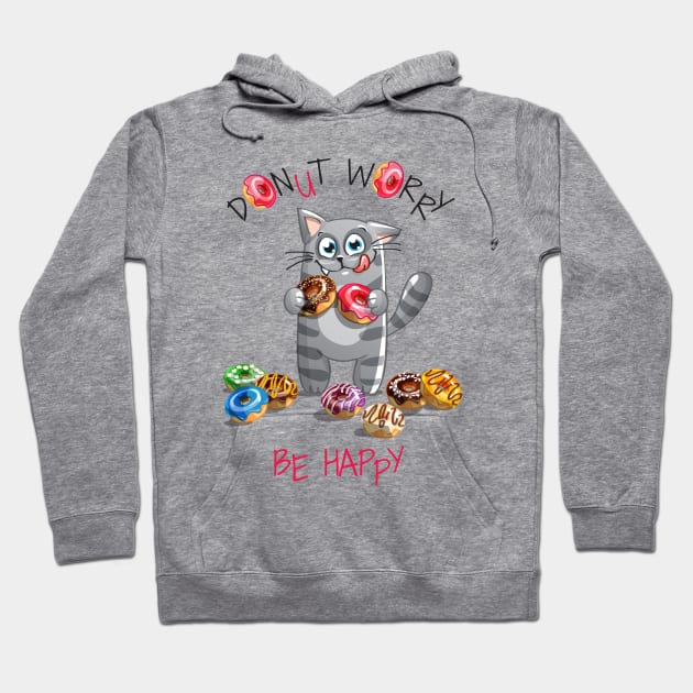 kitty donut worry Hoodie by Mako Design 